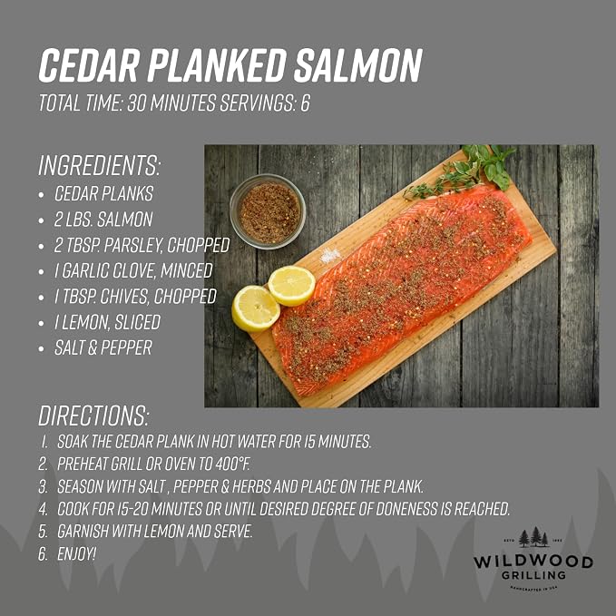 8-Pack 7x15 Cedar Grilling Planks for Whole Salmon Filet