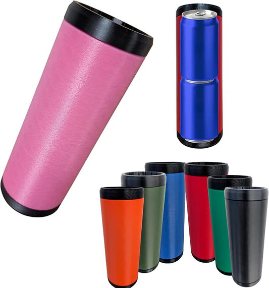 Beerzooka Double Tactical Reload Can Holder, Pink | Fits 2 STANDARD 12oz Cans, Made in USA, 3D-Printed Plastic, Black Rim Design, For Camping and Tailgating