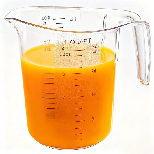 DaYammi 4-Cup Plastic Measuring Cups 1-Piece, Food-Grade Measuring Cup for Dishwasher, Liquid Measuring Cups for Baking, Cooking, Prepping, Pitcher with Readable Markings, Clear