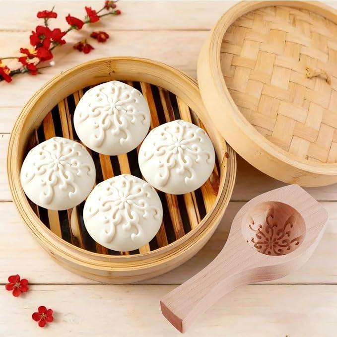 Wooden Bao Bun Maker | Handcrafted, Food-Grade Hardwood, Multi-Purpose, Ergonomic Handle, Non-Stick Surface