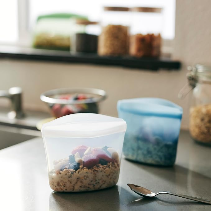 Stasher Premium Reusable Silicone Food Storage Bowl, Clear, 1-Cup | Food-Safe Silicone, Freezer, Sous Vide, Microwave, Dishwasher, Oven Safe, Meal Prep, Lunch Container, BPA-Free, Eco-Friendly