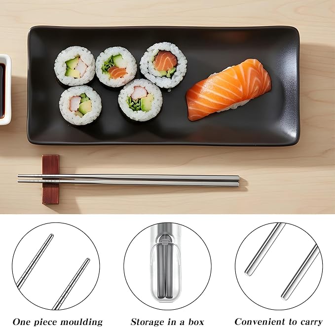 2 Pairs Titanium Alloy Chopsticks 2 Sizes Reusable Chopstick | Non-Slip Portable Dishwasher Chopstick with Carry Case for Travel Camping Home (9inch,7.4inch)