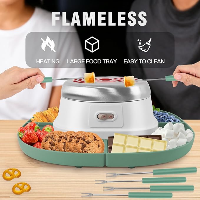 Smores Maker Tabletop Indoor Kit Smores Kit Indoor Smore Maker Tabletop Smores Maker Flameless Electric Marshmallow Roaster, Movie Night Supplies Housewarming Christmas Gifts 120V