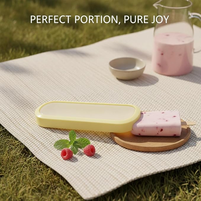 Fits Standard Freezer Drawers: Single Cavity Silicone Ice Pop Mold for Homemade Popsicles, Flexible Yellow or Pink Tray, 7.09 x 3.15 x 1.18 Inches