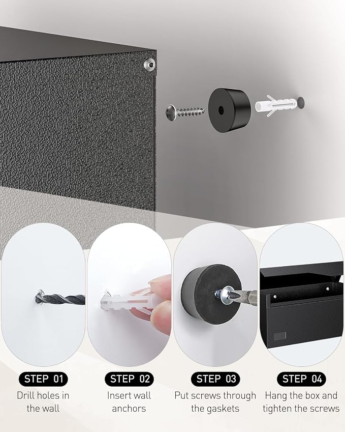 Uniclife Wall Mount Mailbox for Outside, Large Metal Mail Box for House | Heavy Duty, Modern Post Box, Letters Drop Box for Outdoor Office (No Lock)