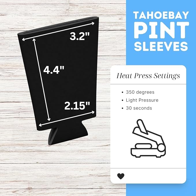 TahoeBay Blank Pint Glass Sleeves, Beer Coolers, 6-Pack, Black | Insulating Foam Cooler, 16oz Collapsible Tapered Beverage Holder, Bar Cup Insulator for Transfer Vinyl, HTV, Sublimation, DTF