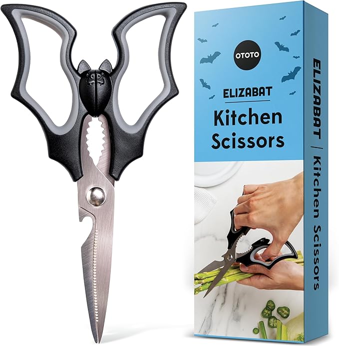 OTOTO Original Elizabat Kitchen Scissors - Halloween Goth Cute Bat Kitchen Shears, Bat Scissors, Gothic Scissors Utensils - Spooky Bats Halloween Gifts, Cute Gadgets, Kitchen Gadgets