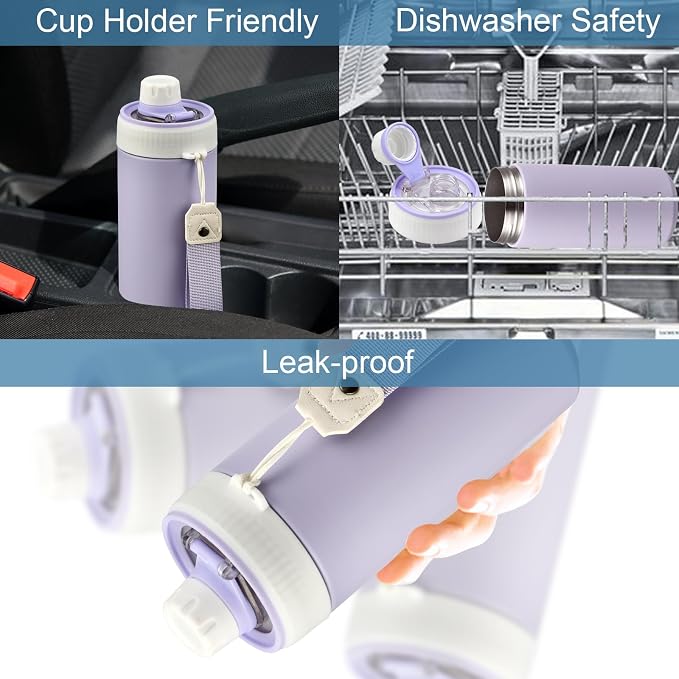 MAISON HUIS 4 In 1 Beer Can Cooler Bottle Holder with Drinking Spout Lid for 12oz Regular, Slim Skinny Cans Bottles,Sealed Insulated Double Wall Vacuum Stainless Steel Can Keeps Your Drinks Cold