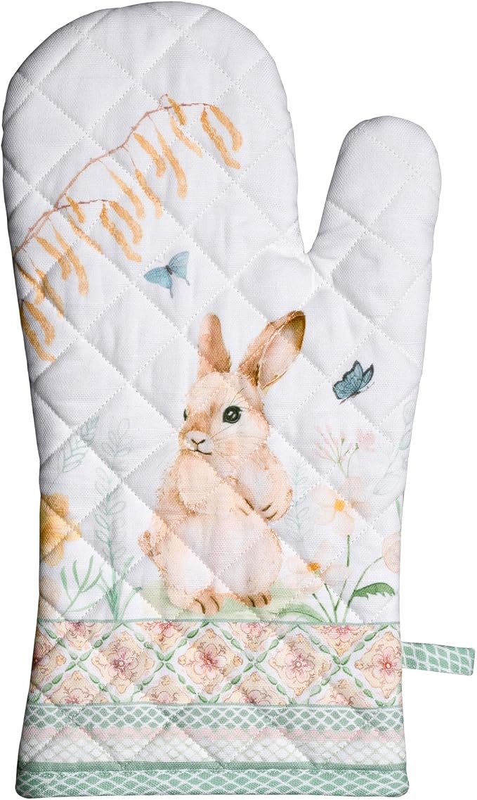 Maison d'Hermine Oven Gloves 100% Cotton Oven Mitt (7" x 13", Pack of 1) | With Loop Heat Resistant BBQ Cooking Gloves Baking Grilling Kitchen Handling Hot Pans Spring Summer - Easter Dew