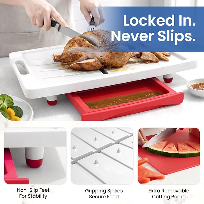 Karving King XL Cutting Board - Juice Groove, Drip Tray & Removable Board