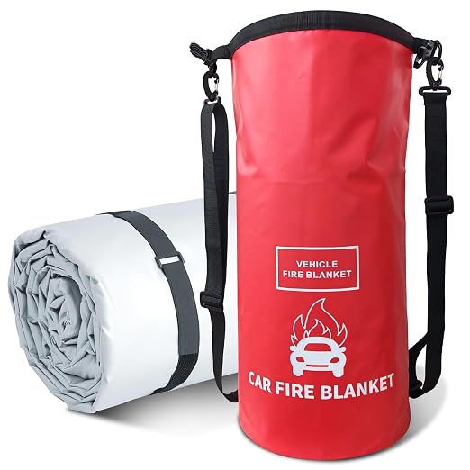 Vehicle Fire Blanket, Emergency Fire Extinguisher Blanket for Car,Survival Safety Fire Blanket for Automobiles, Motorcycles, Warehouses, House, Camping in the Wilderness (29.5x19.6ft)