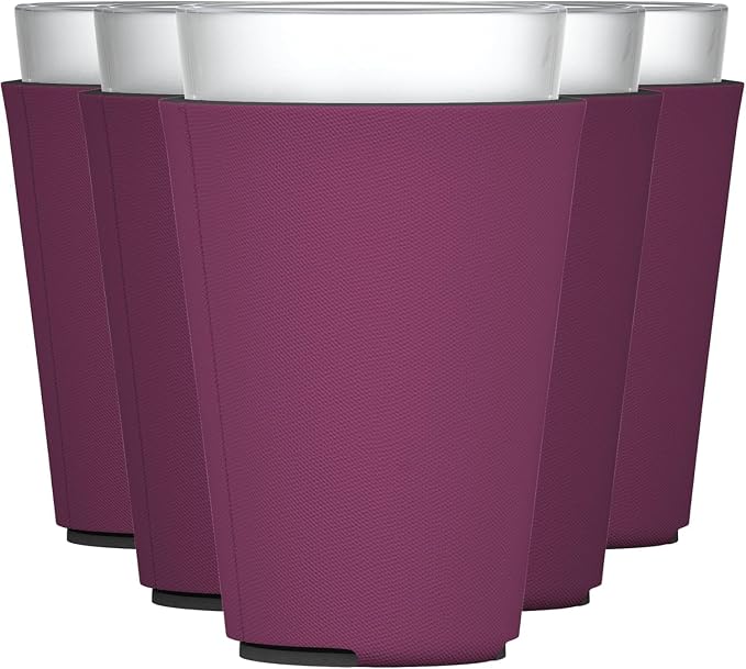 TahoeBay Blank Pint Glass Sleeves, Beer Coolers, 6-Pack, Maroon | Insulating Foam Cooler, 16oz Collapsible Tapered Beverage Holder, Bar Cup Insulator for Transfer Vinyl, HTV, Sublimation, DTF