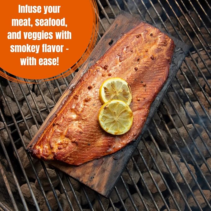 Camerons Alder Grilling Planks - 2 Pack (5.5"x11.5") - Premium Natural Alder Wood - Easily Infuse Smoky Flavor into BBQ Salmon, Fish, Pork, Veggies, and More - Sourced in the USA - Grilling Gift Idea