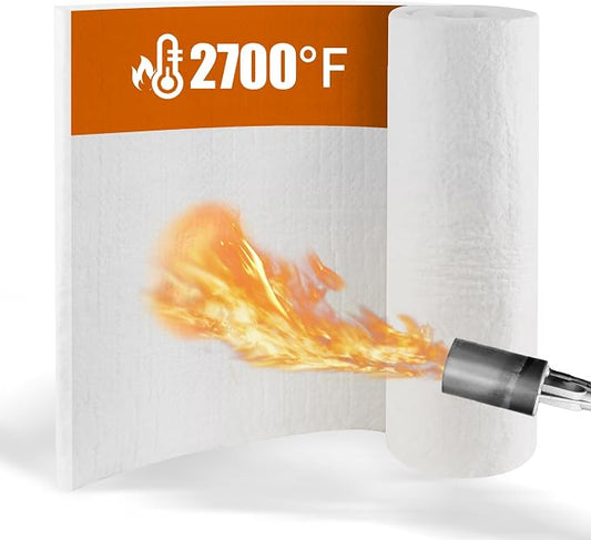 MMasters 284"*24"*1" Ceramic Fiber Insulation Blanket, Fireproof & Heat Resistant Up to 2700°F, Ideal for Wood Stove Baffle, Fireplaces, Kilns, Forges, Pizza Ovens, and More