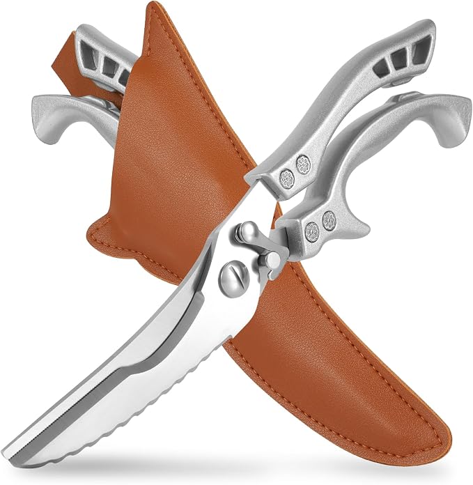 ANDONG Upgrade Heavy Duty Stainless Steel Kitchen Scissors - Professional Poultry Shears for Bone, Meat, Chicken, Fish, Turkey, Vegetables,Spring Loaded Multipurpose Ultra Sharp Utility Scissors