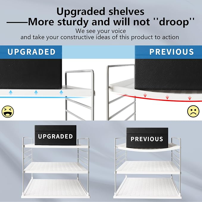 Upgraded Cabinet Organizers - Divided Compartment Holder for Plastic Bag, Wrap, Foil, Snack and Box - Kitchen Organization Under Sink Storage Suitable
