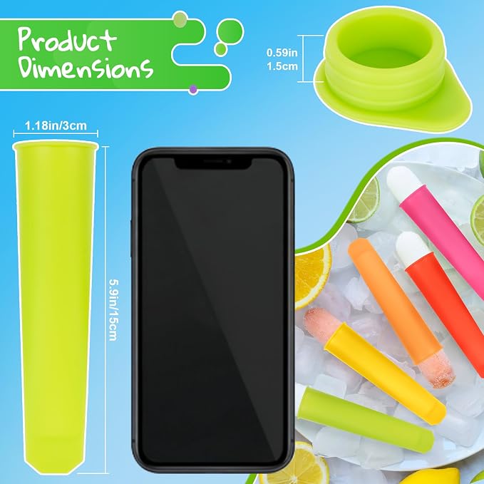 RAINFLOW 8 PCS Silicone Popsicle Molds - Reusable Popsicle Maker with Lids,Leak Proof Pop Tubes,Food Grade Silicone Freezer Molds for Homemade Ice Pops,Yogurt Tubes,Family Snacks