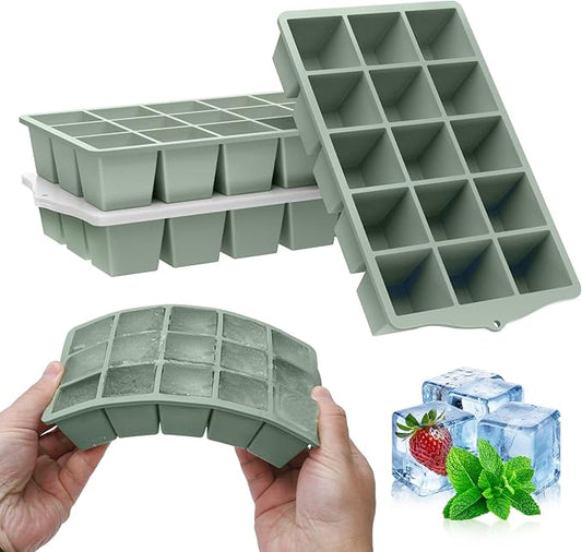 FANYITY Bpa Free Silicone Ice Cube Trays 4-Pack with Locks lids,Easy Release Ice Molds for Freezer,Perfect for Cocktails, Whiskey, Coffee