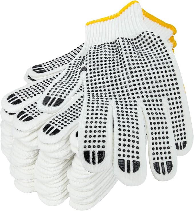 Unisex white cotton polyester knittedsafety gloves,suitable for gardening,warehouse,cooking work-12/36/240 pairs