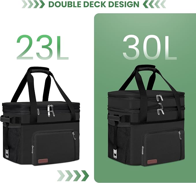 MIYCOO Cooler Bag with Wheels, 60 Can Expandable Double Deck Cooler | Leakproof Insulated Soft Lunch Cooler, Extra Large Portable Ice Chest Cooler for Beach, Picnic, Camping, Shopping