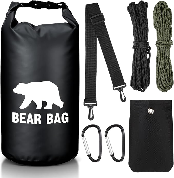 Foilswirl 1 Set Bear Food Bag for Camping Ultralight Food Hanging System Includes Waterproof Bear Bag, Nylon Ropes, Hooks for Camping Backpacking