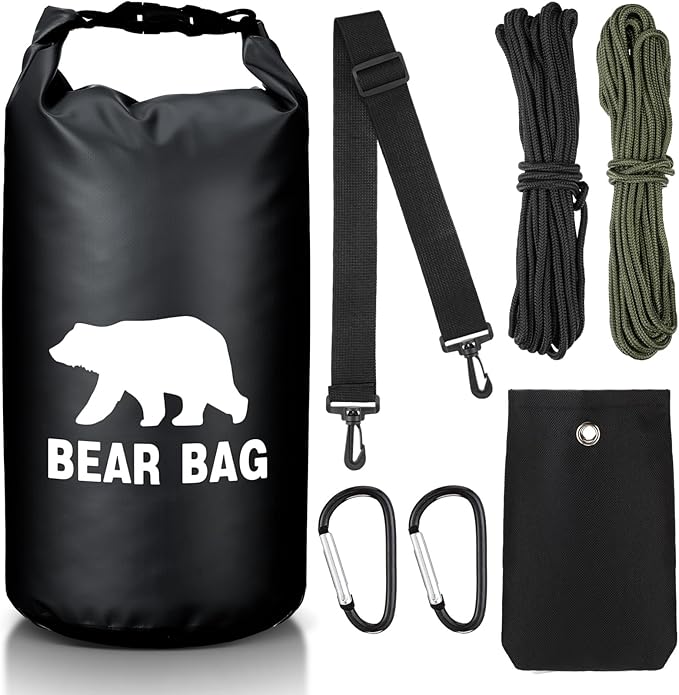 Foilswirl 1 Set Bear Food Bag for Camping Ultralight Food Hanging System Includes Waterproof Bear Bag, Nylon Ropes, Hooks for Camping Backpacking