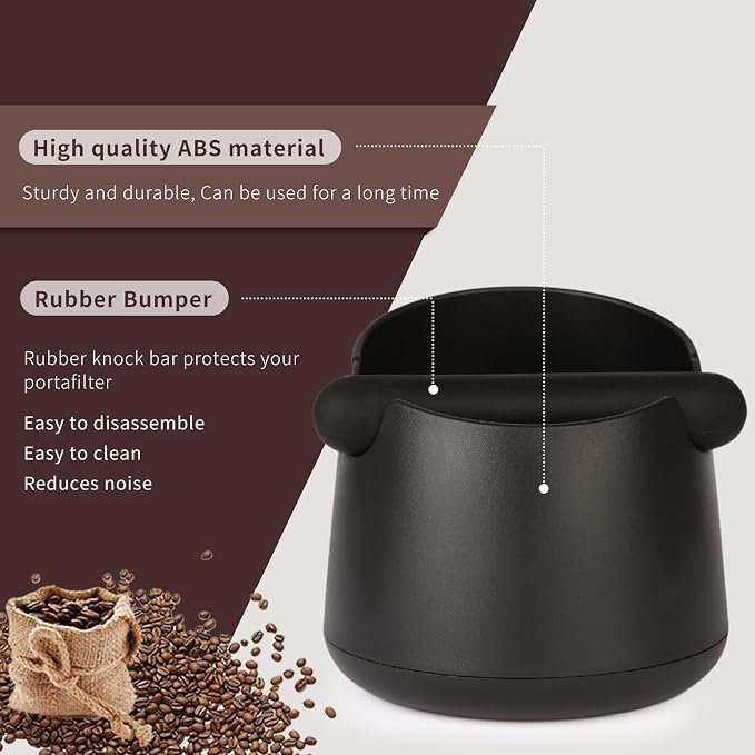 IAOSEN Knock Box Large Capacity Design Espresso Knock Box Shock-absorbent Knock Box Espresso with Removable Knock Bar and Non-Slip Base Espresso Accessories for Home/Office