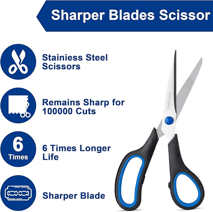 24PCS 8" Scissors,Sharp Stainless Steel All Purpose in Office School Crafts | Right/Left Handed, Comfort Grip Scissors for Office Desk Accessories Sewing Fabric Home Craft School Teacher/Class Supplies