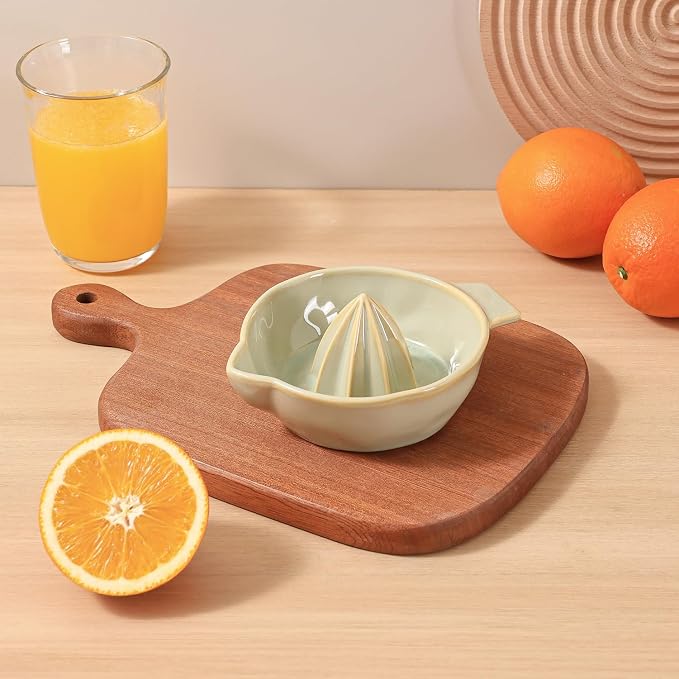 Ceramic Lemon Juicer Reamer Manual Citrus Lime Hand Squeezer Bowl Handheld | with Handle and Pour Spout, Easy to Use and Clean, Dishwasher Safe