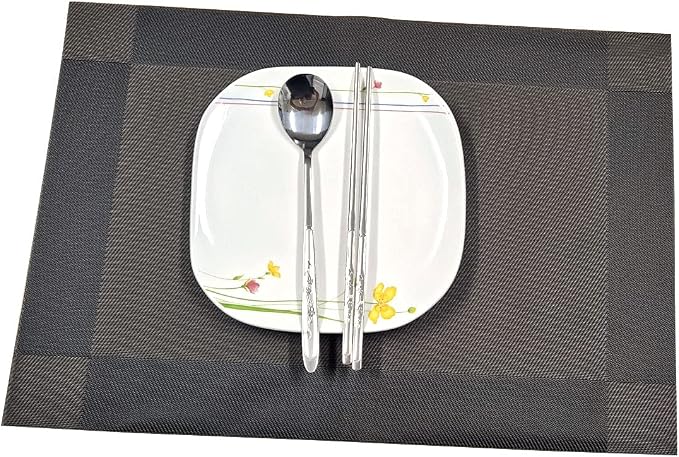GARASANI Korean Traditional Cutlery Stainless Steel Spoons and Chopsticks Set (Silver Plum blossom)