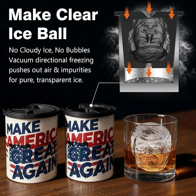 Clear Ice Ball Maker, Stainless Steel Clear Ice Cube Mold for Whiskey | Creates Crystal-Clear Round Ice Balls with Easy Release Silicone Mold, for Whiskey, Bourbon, Cocktails and Home Bar Drinks