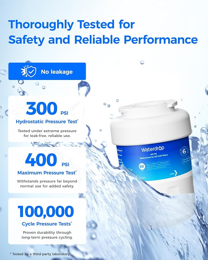 Waterdrop WD-F13 Refrigerator Water Filter, Replacement for GE® MWF® | Replacement for SmartWater® MWFP, MWFINT, MWFA, GWF, HDX FMG-1, Kenmore® 9991, GSE25GSHECSS, WFC1201