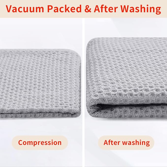 Homaxy 100% Cotton Waffle Weave Kitchen Dish Cloths, 7-Pack, Light Gray | 12 x 12 Inches, Ultra Soft Absorbent Dish Towels, Quick Drying Dish Rags with Hanging Loop