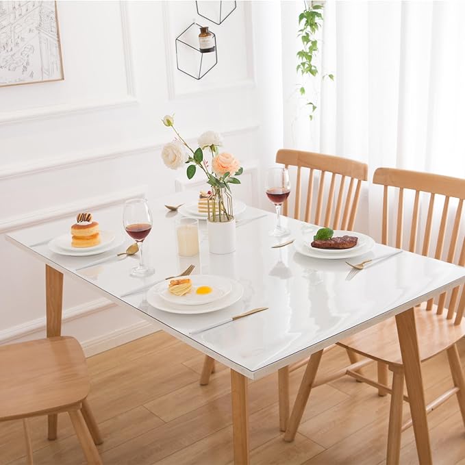 44 x 78 Inch Clear Table Cover Protector, Clear Table Protector for Dining Room Table, 1.5mm Plastic Table Cover, Waterproof Table Pad for Kitchen, Office