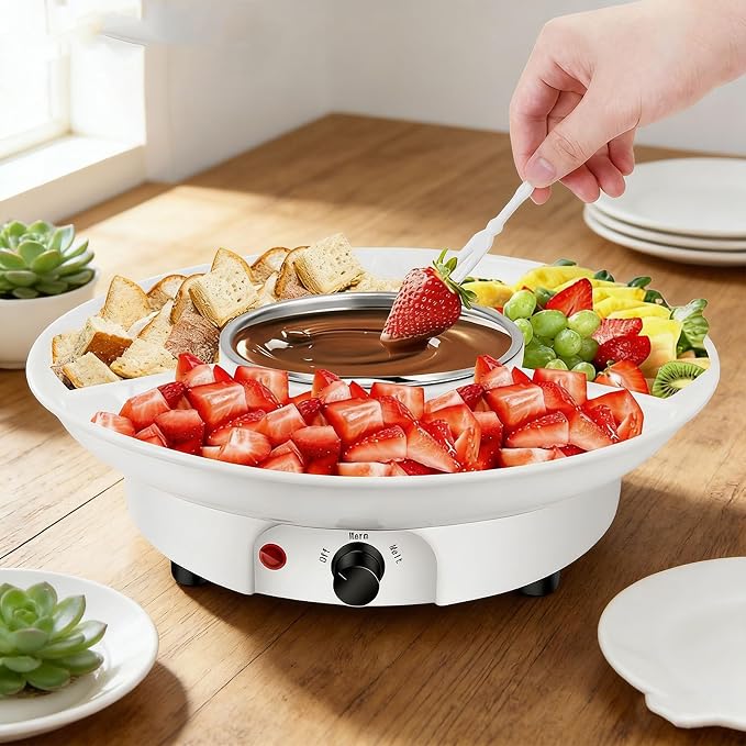 2 in 1 Electric Fondue Set & Smores Maker Tabletop Indoor Kit, Detachable Serving Trays, Smores Station Chocolate Melting Pot, Movie Night Supplies & Housewarming Gifts (US Plug)