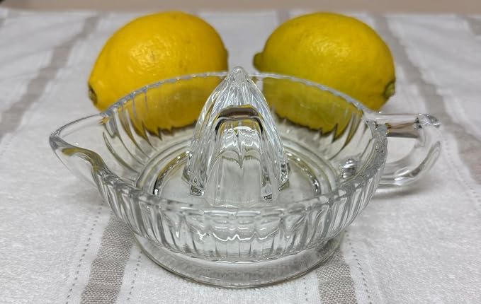 Glass Lemon Squeezer Citrus Juicer Reamer | Heavyweight Glass Orange Lime Juicer with Handle & Pour Spout, Dishwasher Safe for Fresh Juice, Cocktails & Cooking