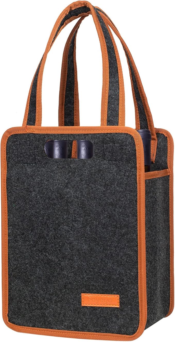 Foyego 6 Bottle Wine Tote Bag, Insulated Thermal Padded Wine Carrier Tote, Reusable Wine Bags for Wine Bottles Travel, Camping and Picnic, Perfect Wine Lover Gift