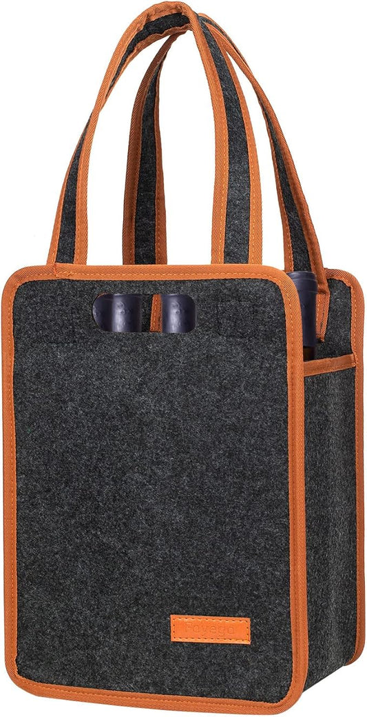 Foyego 6 Bottle Wine Tote Bag, Insulated Thermal Padded Wine Carrier Tote, Reusable Wine Bags for Wine Bottles Travel, Camping and Picnic, Perfect Wine Lover Gift