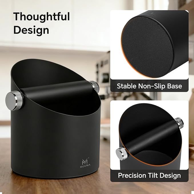 Espresso Knock Box Large Capacity - 15 Pucks Coffee Knock Box with Barista Towels, Removable Knock Bar & Non-Slip Base, Anti-Splash Steel Coffee Puck Bin for Home, Espresso Accessories, Black