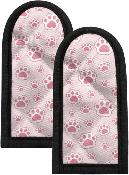 Coldinair Pink Dog Paw Cast Iron Skillet Handle Cover,Heat Resistant Pan & Pots Holder Sleeve Handle Covers for Kitchen Cooking Baking,2 Packs