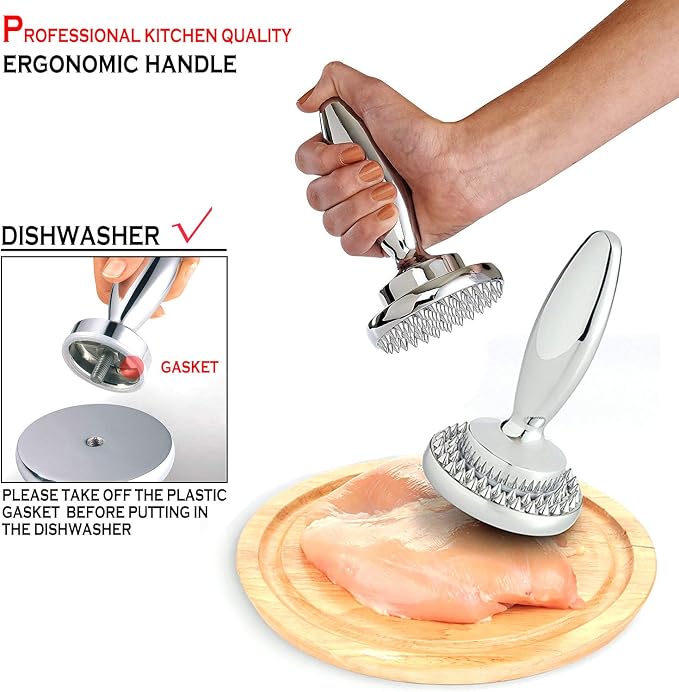 Reversible Meat Tenderizer and Pounder Dual Sided Meat Tenderizer Mallet Marinating Prep Tool