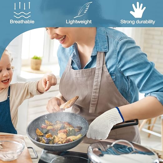 GSAFEME 12 Pairs Cotton Glove Liners for BBQ, Cooking, Grilling, Food Handling - Safety Work Gloves Hand Saver, Medium