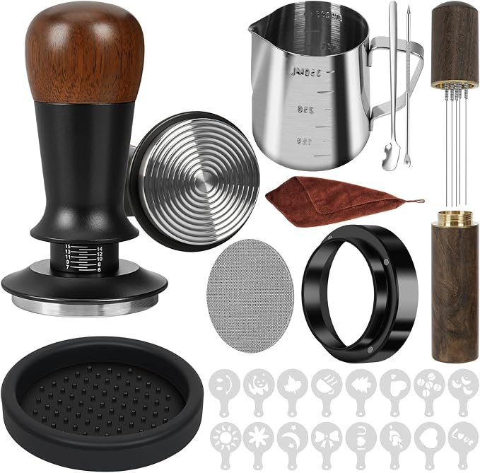 Y-Step 51mm Espresso Accessories Kit, 25 PCS Espresso Tamper Kit Coffee Tamper Set, with 51mm Espresso Tamper, Puck Screen and Dosing Funnel, WDT Tool, Latte Art Kit, Espresso Tools for Barista