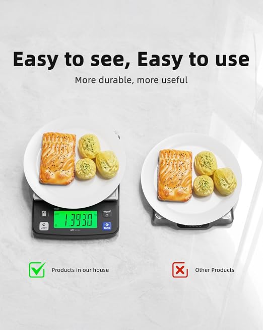 Polit KPT-EVO Digital Food Scale, 0.5g Rechargeable Kitchen Scale, 13lb/6kg | Stainless Steel Tray, Backlit LCD, Anti-Slip Feet, Fast Stable Readings, Baking, Coffee Brewing & Diet Tracking