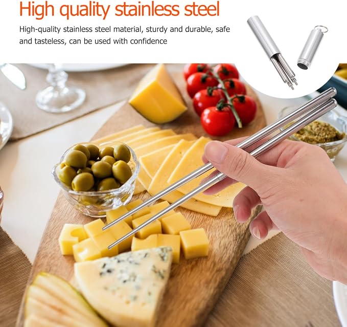 1 Set Folding Chopsticks Travel Utensils with Case Stainless Steel Tableware Retractable Chopsticks Chinese Outdoor Cutlery 304 Stainless Steel Foldable Student Noodle