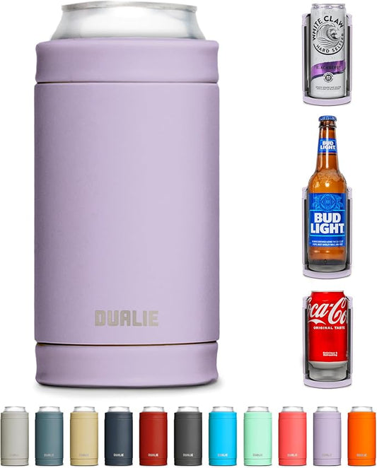 DUALIE 3 in 1 Insulated Can Cooler - 15+ Colors - Universal Size for 12 oz Cans, Slim Cans, and Bottles