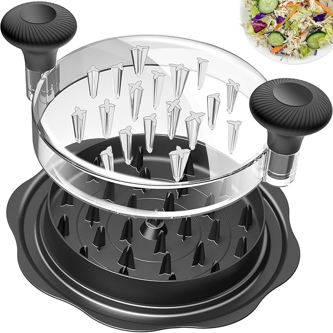 Ukeetap 10" Pro Chicken Shredder Tool Twist Large for Kitchen, Black | BPA-Free Food-Safe Meat Grinder, Visible Chicken Breast Meat Shredder with Strong Anti-Slip Bottom & Ergonomic Handle