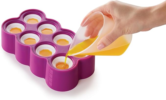 ZOKU Ring Pop Molds - 8 Silicone Popsicle Molds with Reusable Ring Sticks, Makes Gem, Jewel and Heart-Shaped Ice Pops, Easy-Release, BPA-Free