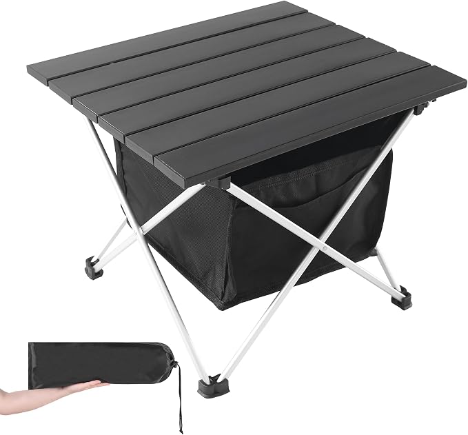 Grope Ultralight Aluminum Camping&Beach Table with Storage Bag (Black-M) | Portable & Easy to Carry, With Carry Bag for Camping, Prefect for Outdoor, Picnic, BBQ, Cooking, Festival, Beach, Home