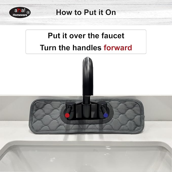 Bathroom Sink Splash Guard Oval-Hole Rectangle-Hole: AHA HOMEWARE, Faucet Mat for Bathroom Sink Oval Base , Bathroom Sink Water Splash Guard Centerset Rectangle Base (Black & Gray)